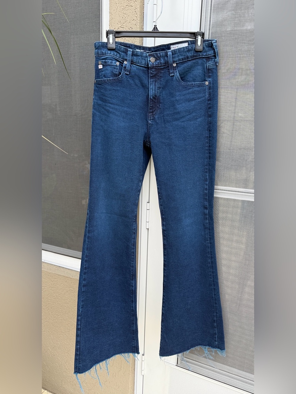 Ag Adriano Goldschmied AG-ED Dark Blue Flare Jeans with Raw Hem